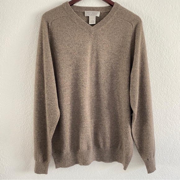 Paolo Mondo V neck brown Cashmere sweater